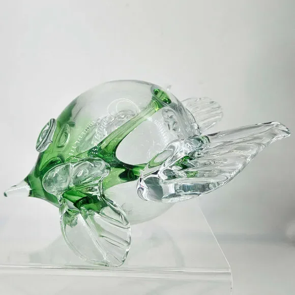 Hand Blown Art Glass Spirit Tree Embossed Witch Ball orb fish figurine unique